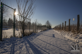 Verschneite Rheinlandschaft in Monheim-Baumberg