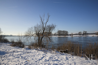 Verschneite Rheinlandschaft in Monheim-Baumberg